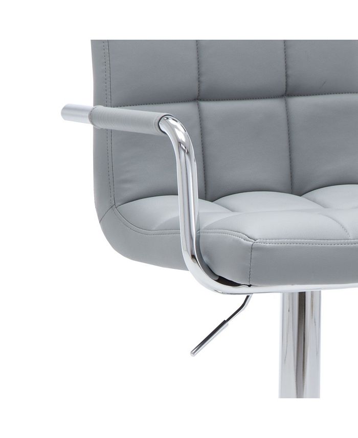 Ac Pacific Contemporary Adjustable Swivel Arm Bar Stool with Cushion