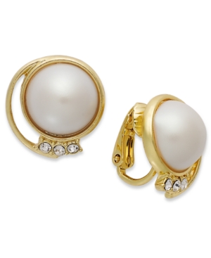 Charter Club 14k Gold-Plated Plastic Pearl Dome Earrings