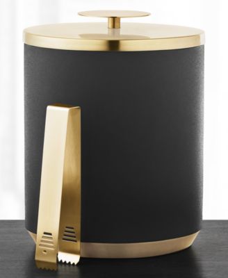 Black & Gold Ice Bucket with Tongs, Created for Macy's