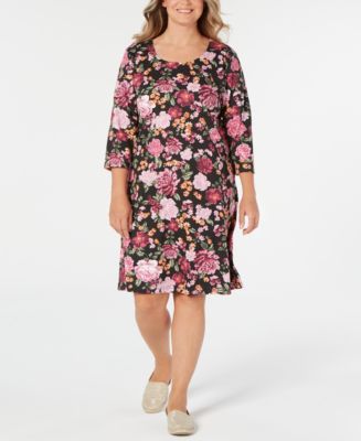 Karen Scott Plus Size Floral-Print Swing Dress, Created for Macy's - Macy's