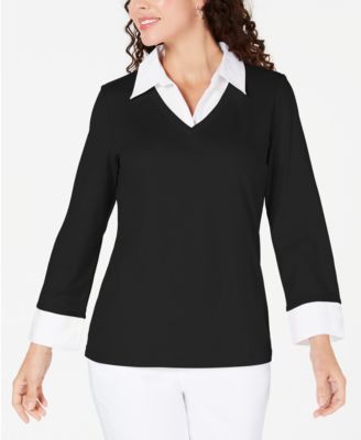 macy's black dressy blouses