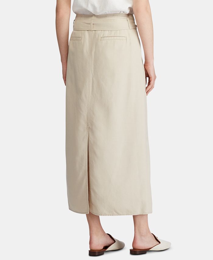 Lauren Ralph Lauren Petite Belted Canvas Skirt - Macy's