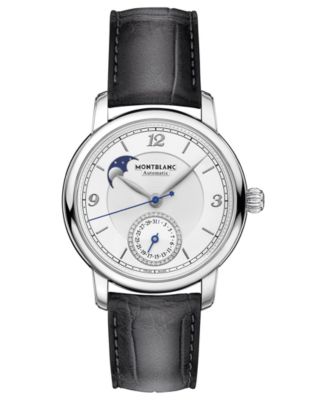 Montblanc - Women's Swiss Automatic Star Legacy Moonphase Diamond-Accent Gray Alligator Leather Strap Watch 42mm