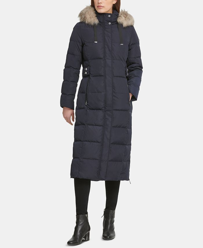 DKNY Hooded Faux-Fur-Trim Puffer Coat - Macy's