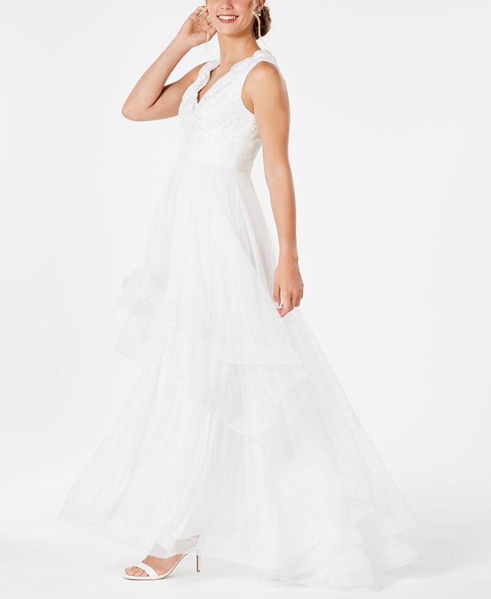 Adrianna Papell Soutache Tiered Tulle Gown - Macy's