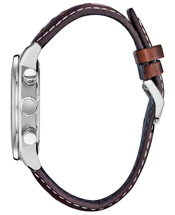 Citizen - Men's Chronograph Brycen Chestnut Brown Leather Strap Watch 44mm