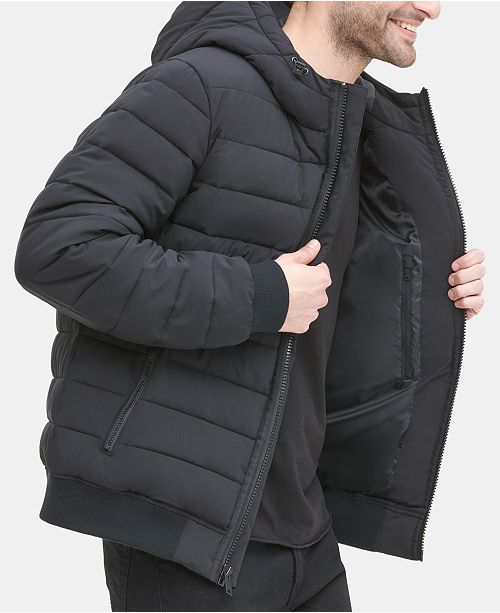 Dkny Men S Quilted Hooded Bomber Jacket Reviews Coats