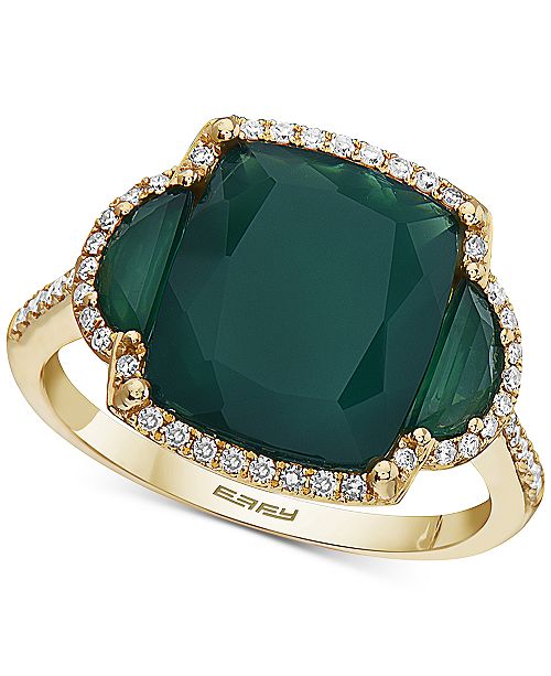 Effy Collection Effy Green Onyx Diamond 1 5 Ct T W Statement Ring In 14k Gold Reviews Rings Jewelry Watches Macy S