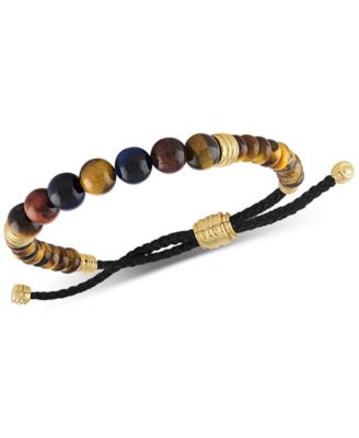 Multicolor Tiger's Eye Bead Bolo Bracelet in 14k Gold-Plated Sterling Silver, Created for Macy's