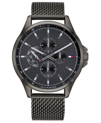 tommy hilfiger black stainless steel mesh bracelet watch