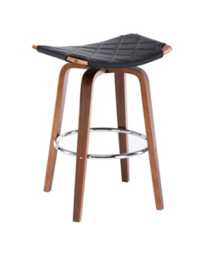 Ac Pacific Faux Leather Mid-Century Modern Backless Swivel Barstool Set of 2