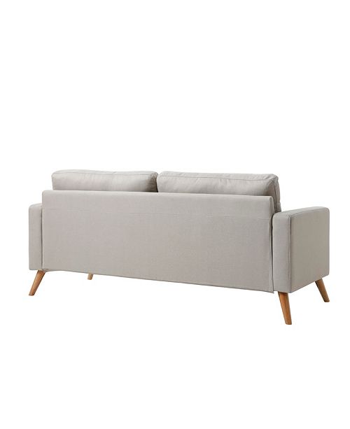 Alvin Mid Century Modern Button Tufted Polyester Sofa With Accent Pillow