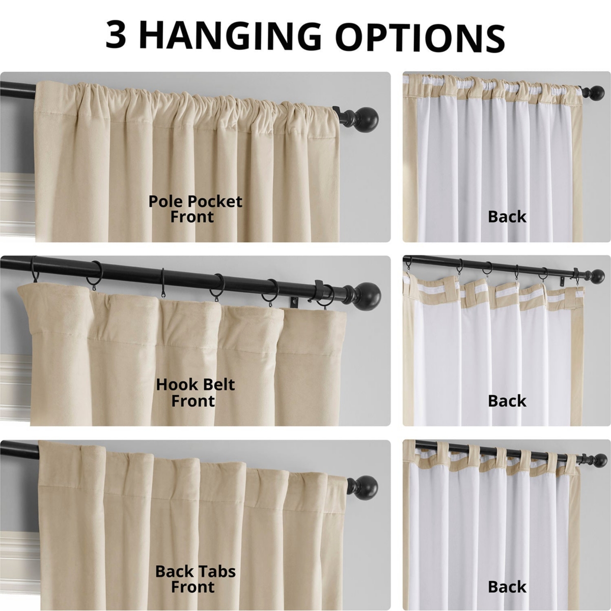 Half Price Drapes Alabaster Beige Signature Velvet Blackout Curtain