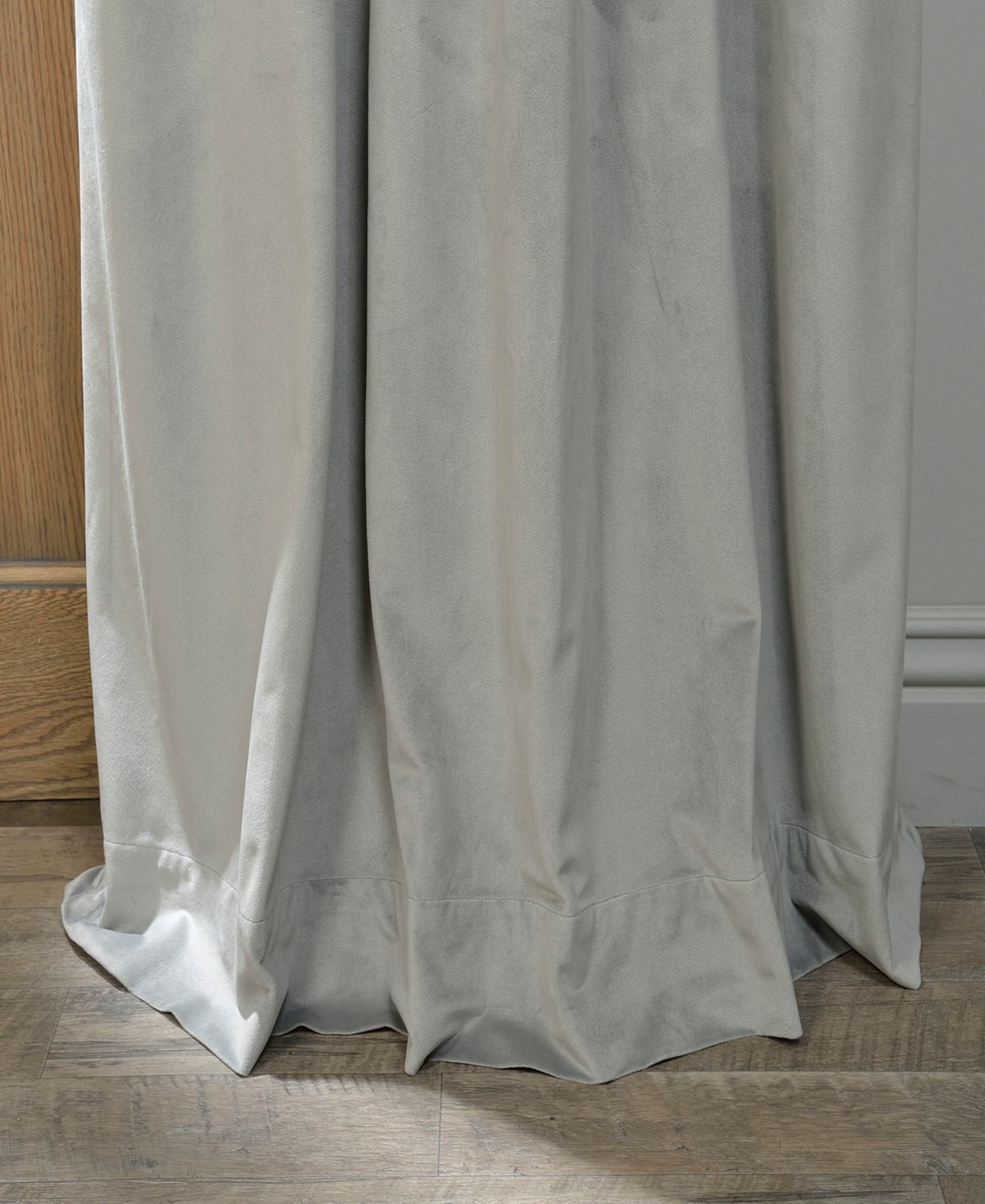 Half Price Drapes Silver Grey Signature Velvet Blackout Curtain In Grey