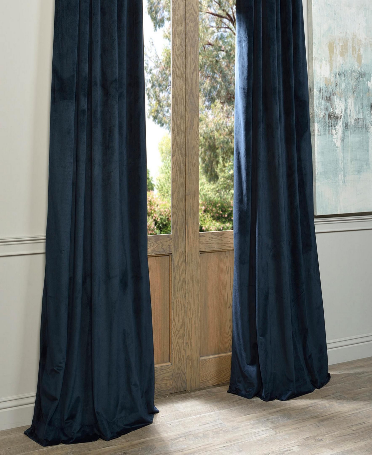 Half Price Drapes Midnight Blue Signature Velvet Blackout Curtain In Blue