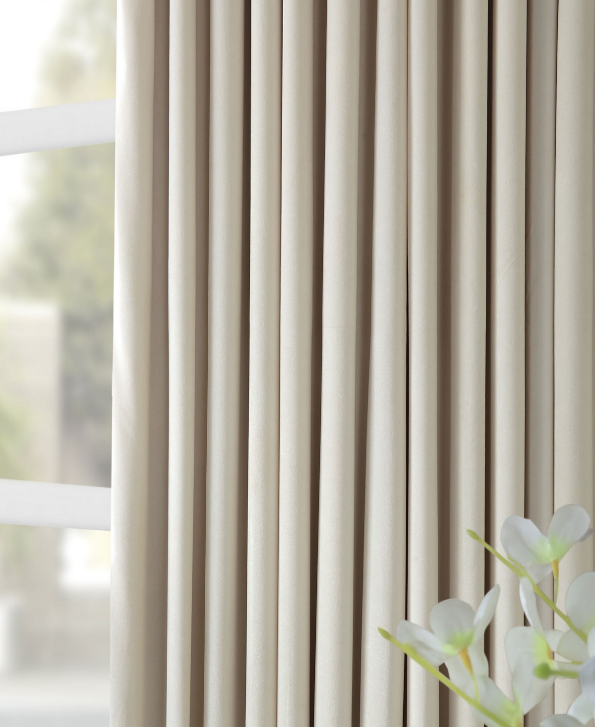 Half Price Drapes Ivory Signature Extra Wide Velvet Blackout Curtain In Cream