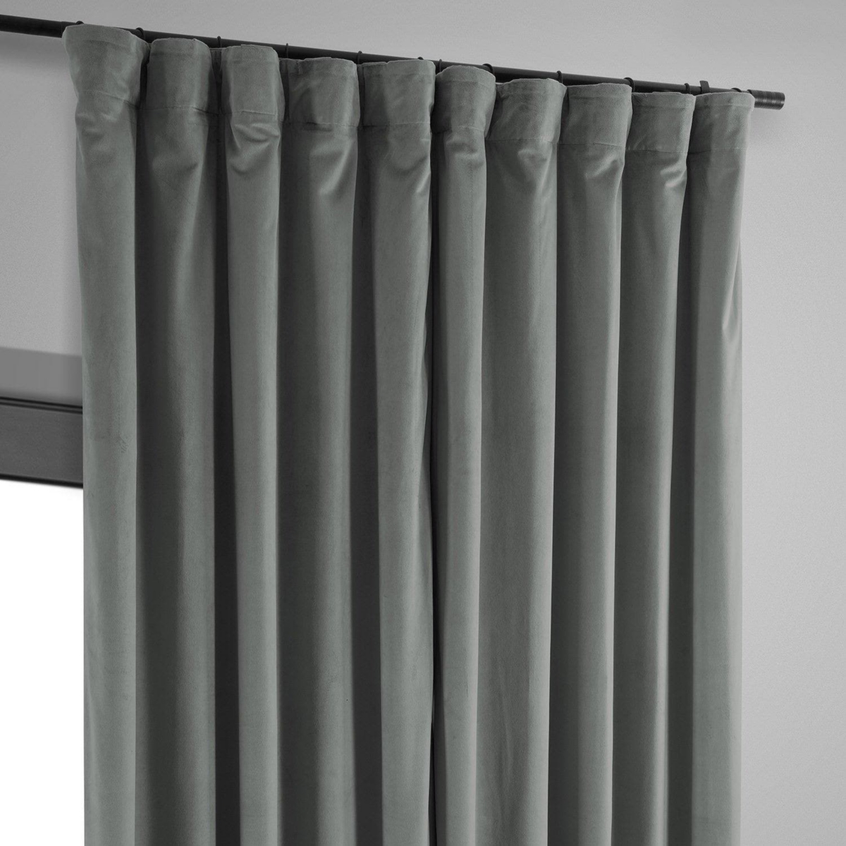 Half Price Drapes Silver Grey Signature Extra Wide Velvet Blackout Curtain