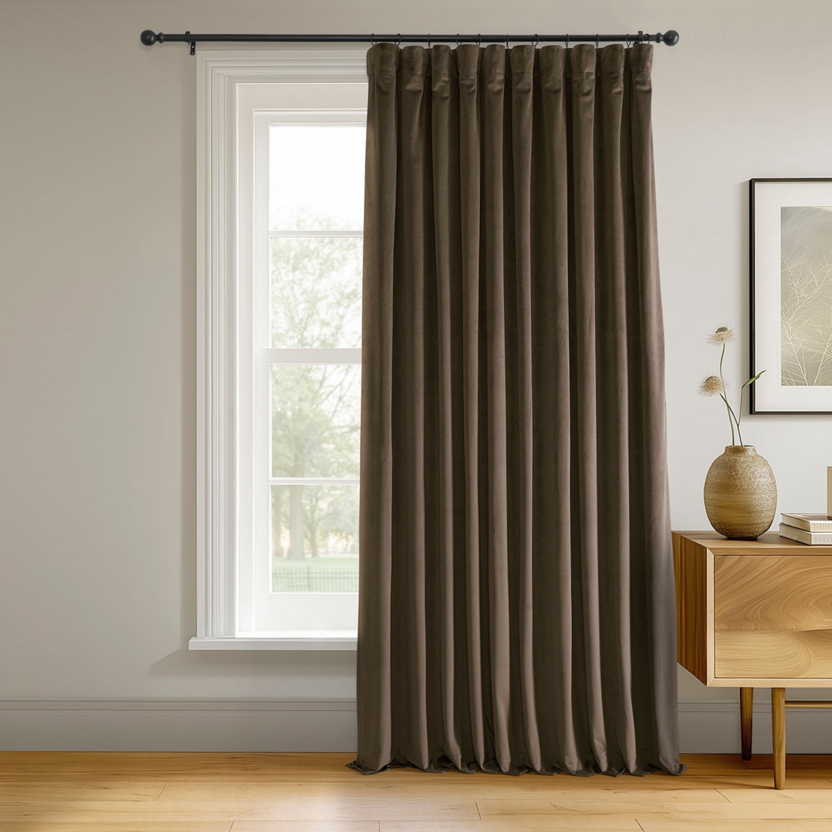 Half Price Drapes Java Signature Extra Wide Velvet Blackout Curtain In Brown