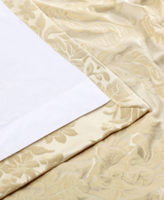 Magdelena Champagne Beige Damask Faux Silk Jacquard Room Darkening Curtain