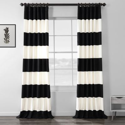 Striped Printed Cotton Room Darkening Curtain
