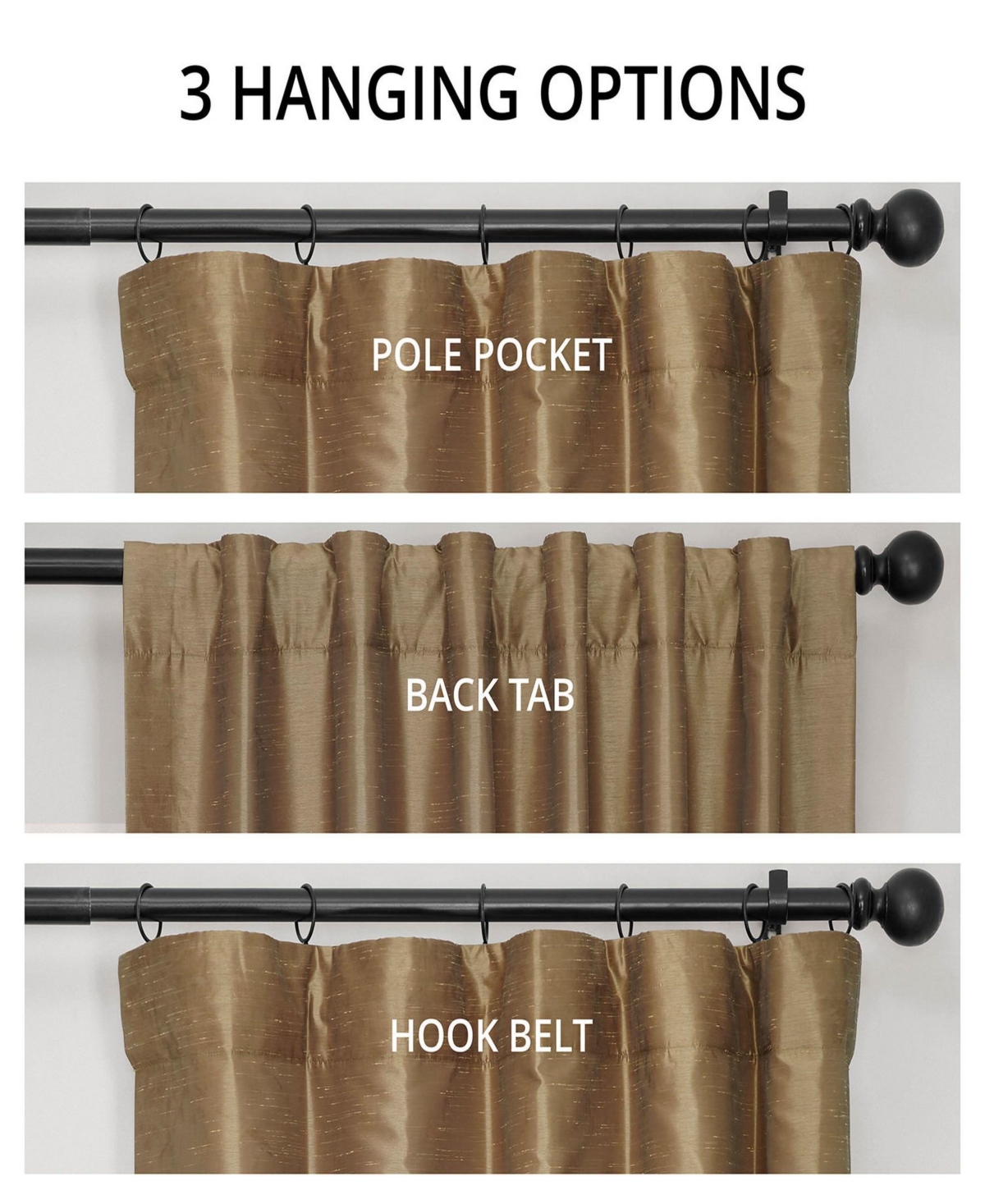 Half Price Drapes Flax Gold Vintage Textured Faux Dupioni Silk Blackout Curtain