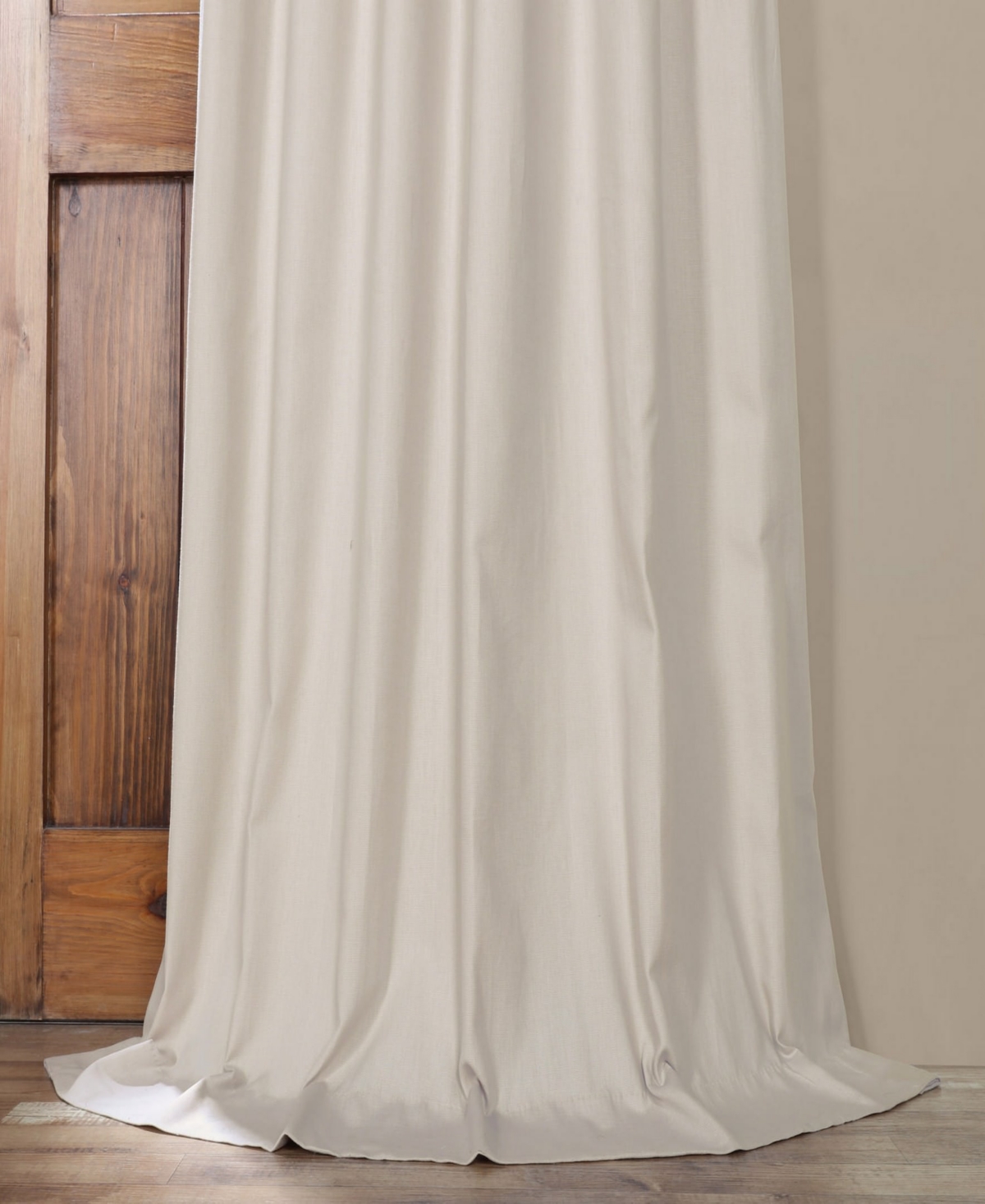 Half Price Drapes Hazelwood Beige Solid Cotton Hotel Blackout Curtain In Beige,tan