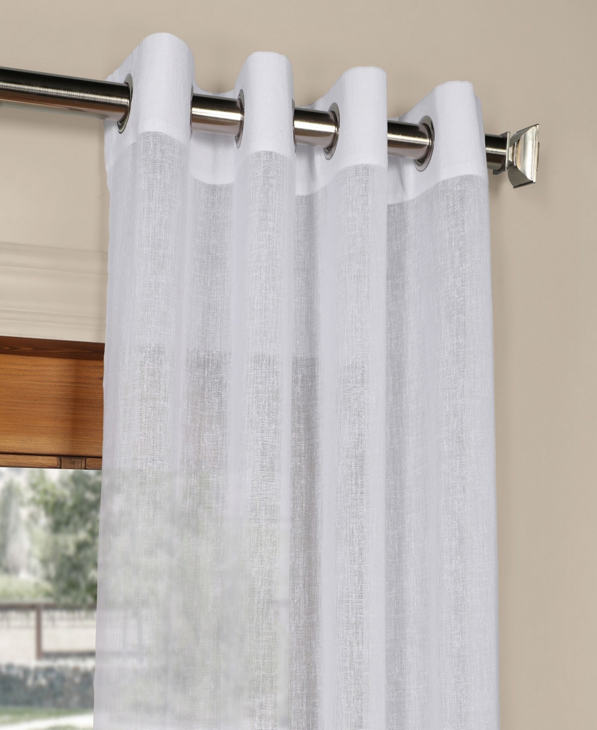 Half Price Drapes Aspen White Grommet Textured Faux Linen Sheer Curtain In White