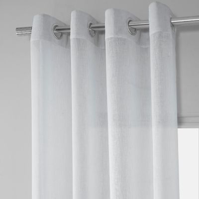 Grommet Textured Faux Linen Sheer Curtain