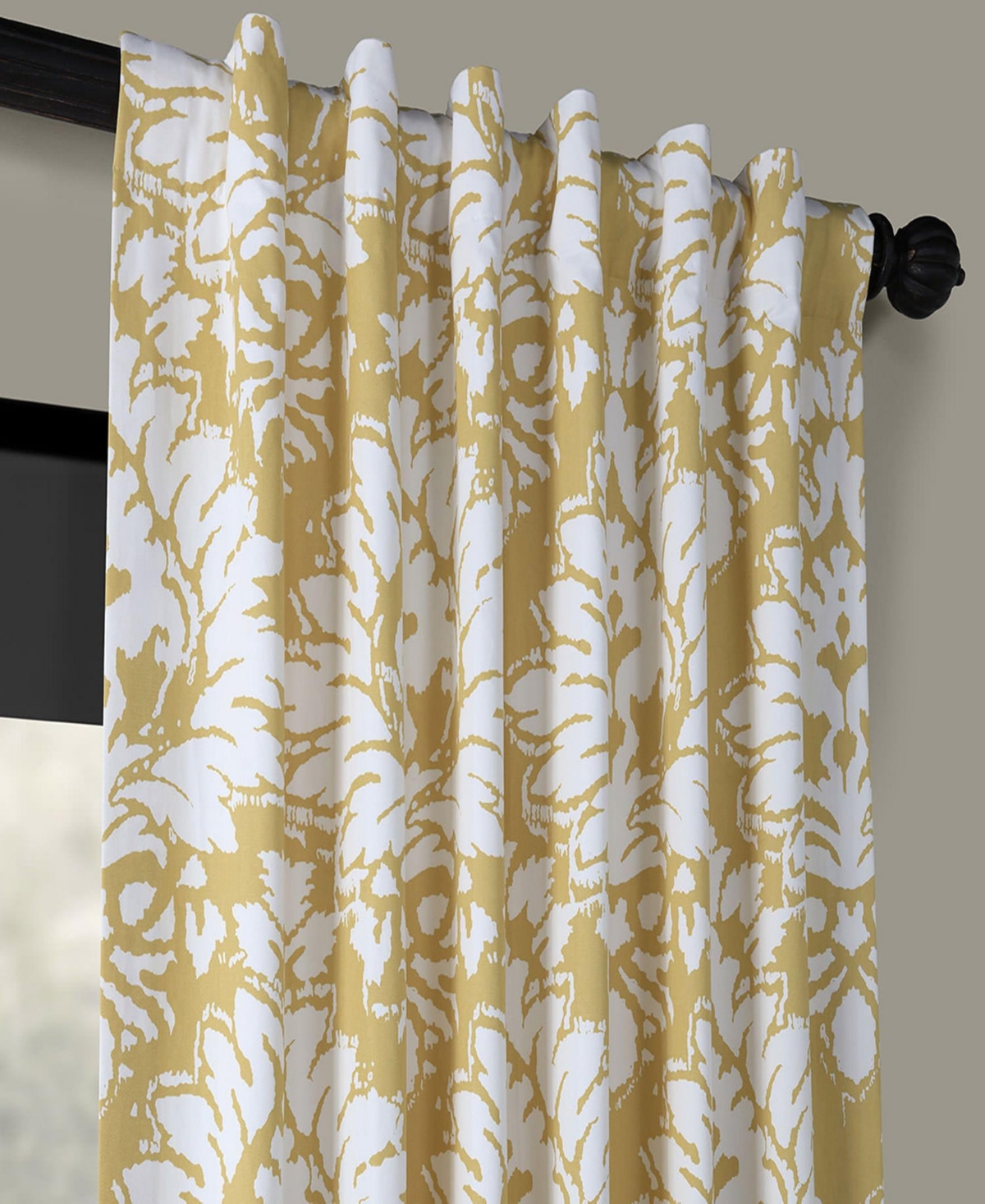 Half Price Drapes Lacuna Sun Floral Printed Cotton Room Darkening Curtain