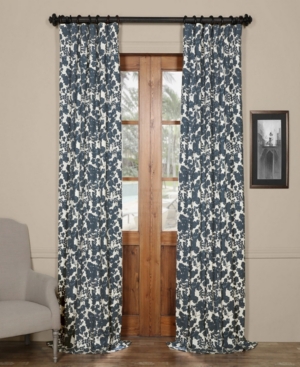 Exclusive Fabrics & Furnishings Fleur Cotton Twill Panel, 50" X 120" In Dark Blue