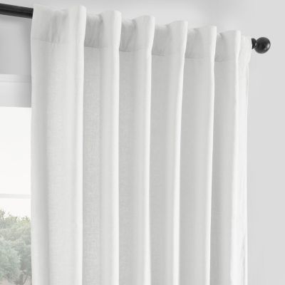 Crisp White French Linen Room Darkening Curtain