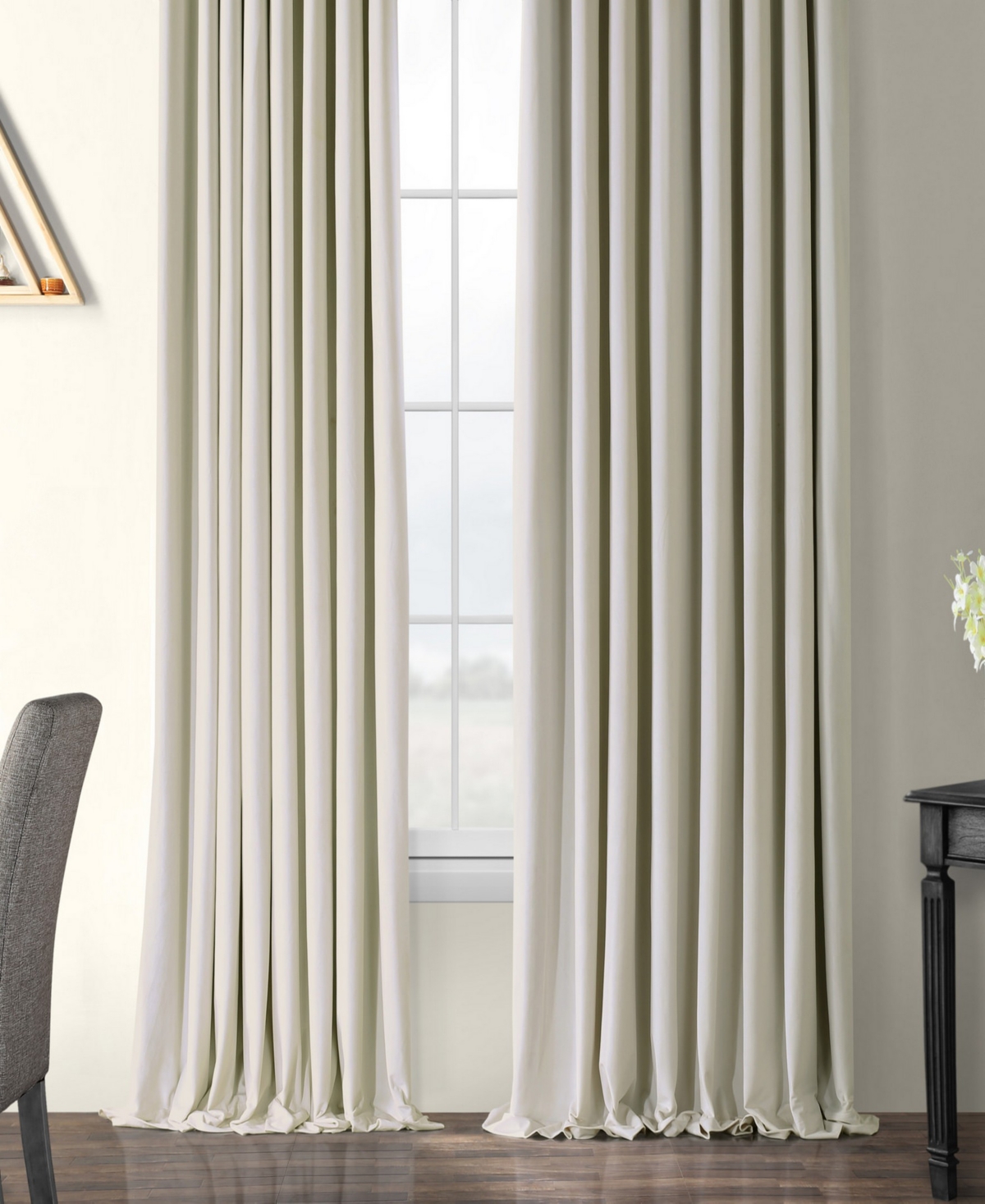 Half Price Drapes Warm Off White Grommet Signature Extra Wide Velvet Blackout Curtain
