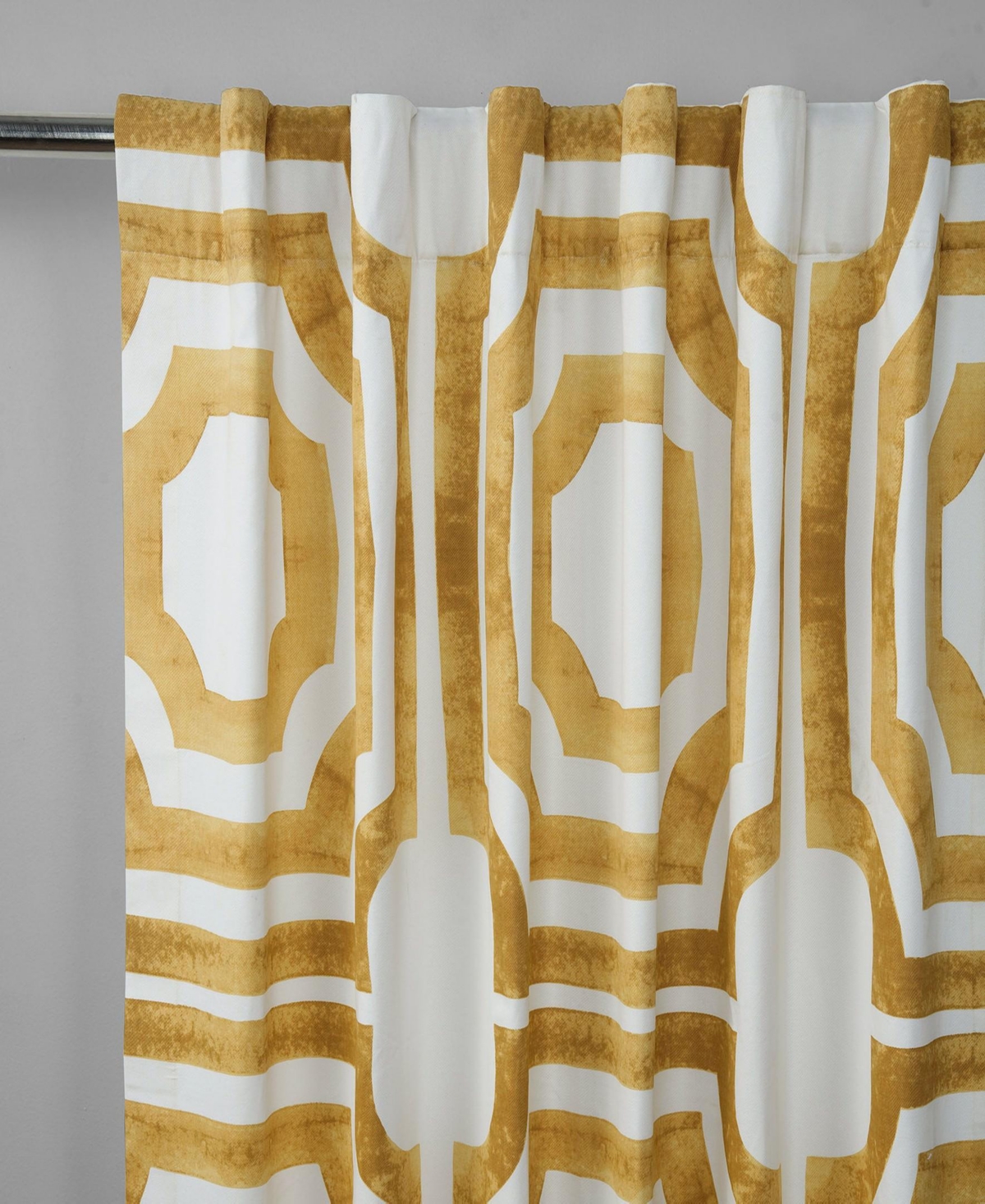 Half Price Drapes Mecca Gold Geometric Printed Cotton Room Darkening Curtain