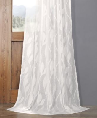 Floral Patterned Faux Linen Sheer Curtain