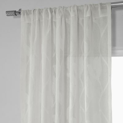 Floral Patterned Faux Linen Sheer Curtain