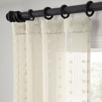 Geometric Patterned Faux Linen Sheer Curtain
