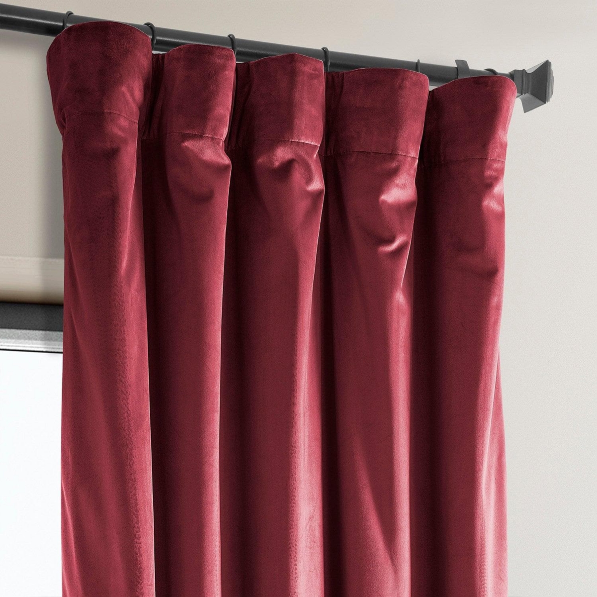 Half Price Drapes Heritage Plush Velvet Room Darkening Curtain In Red