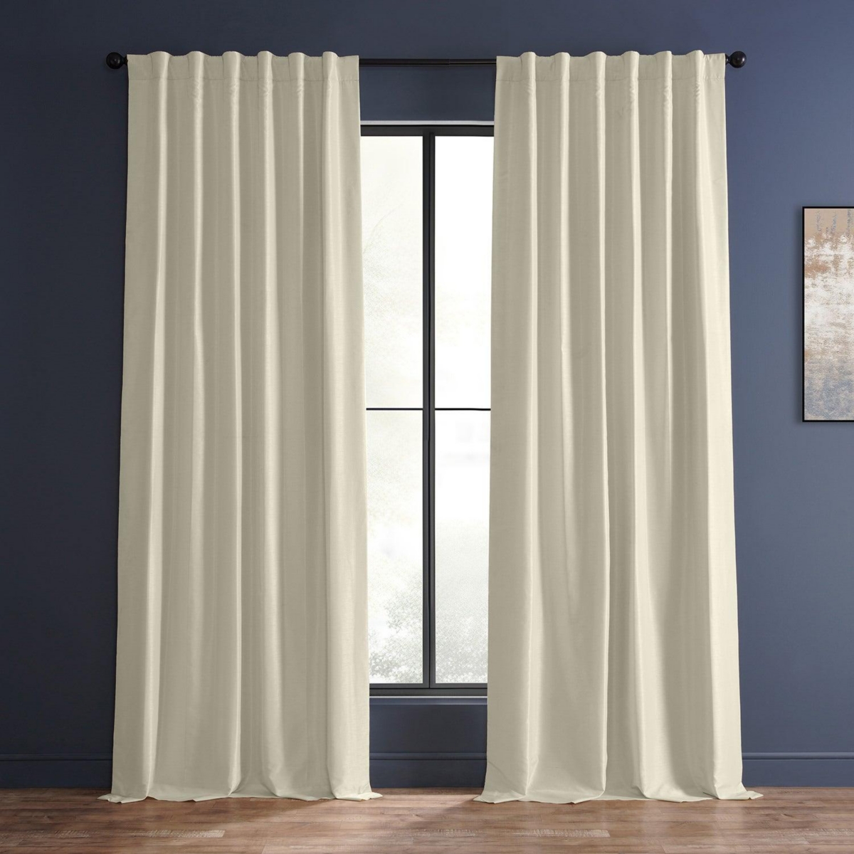 Half Price Drapes Off White Vintage Textured Faux Dupioni Silk Curtain In White