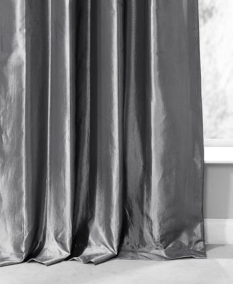 Ruched Solid Faux Silk Taffeta Room Darkening Curtain