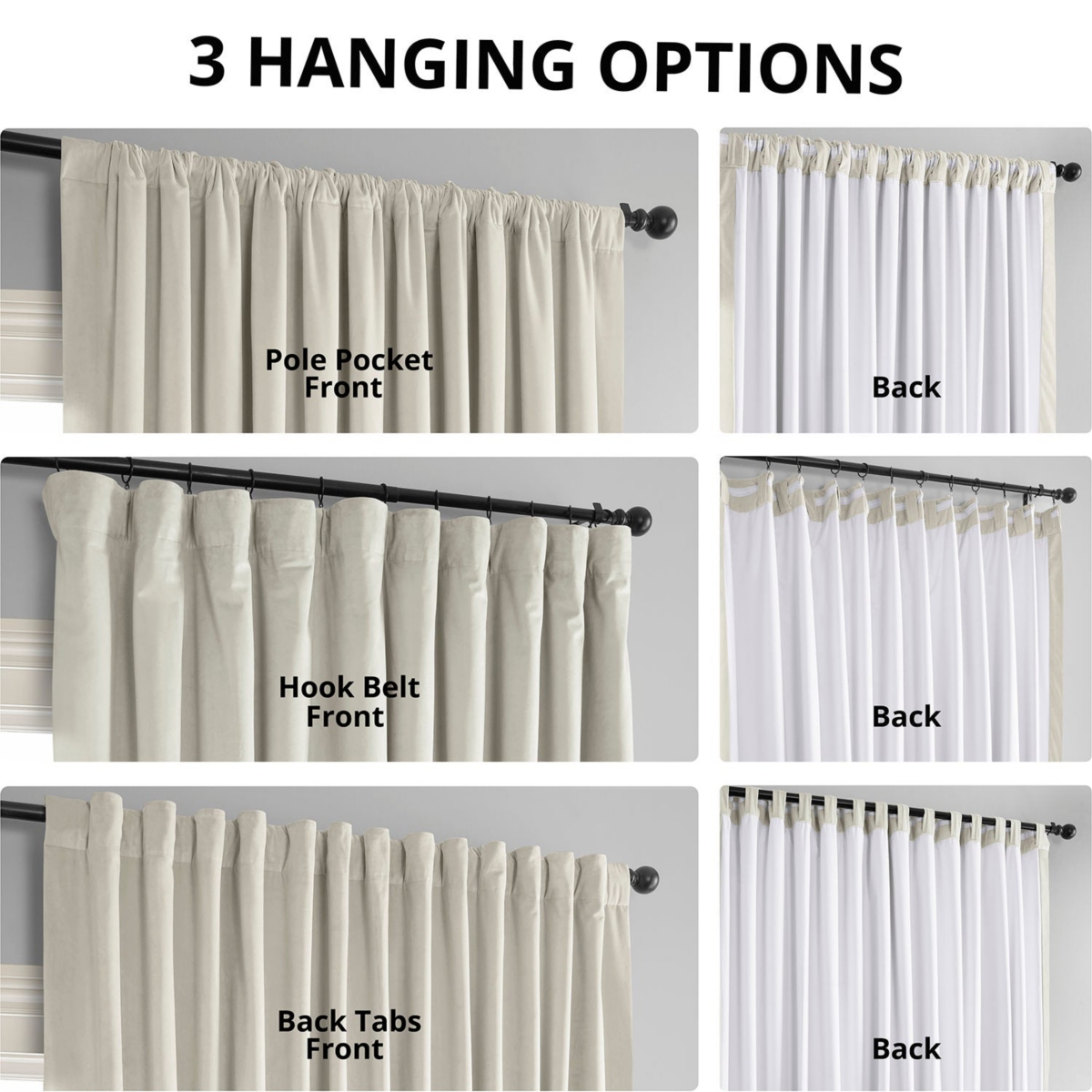 Half Price Drapes Warm Off White Signature Extra Wide Velvet Blackout Curtain