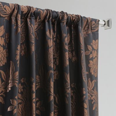 Damask Faux Silk Jacquard Room Darkening Curtain