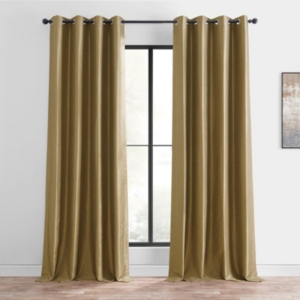 Exclusive Fabrics & Furnishings Grommet Blackout Vintage Textured 50" X 108" Curtain Panel In Gold
