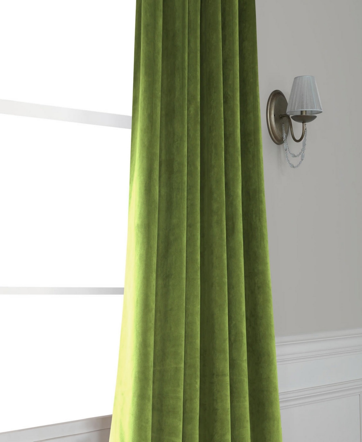 Half Price Drapes Basque Green Signature Velvet Blackout Curtain In Green