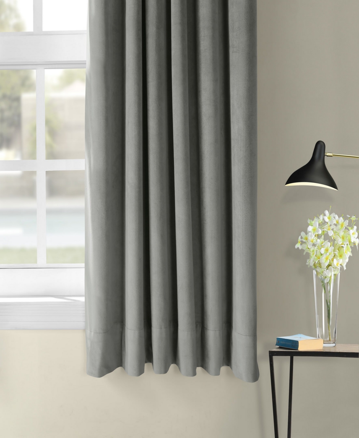 Half Price Drapes Silver Grey Signature Velvet Blackout Curtain