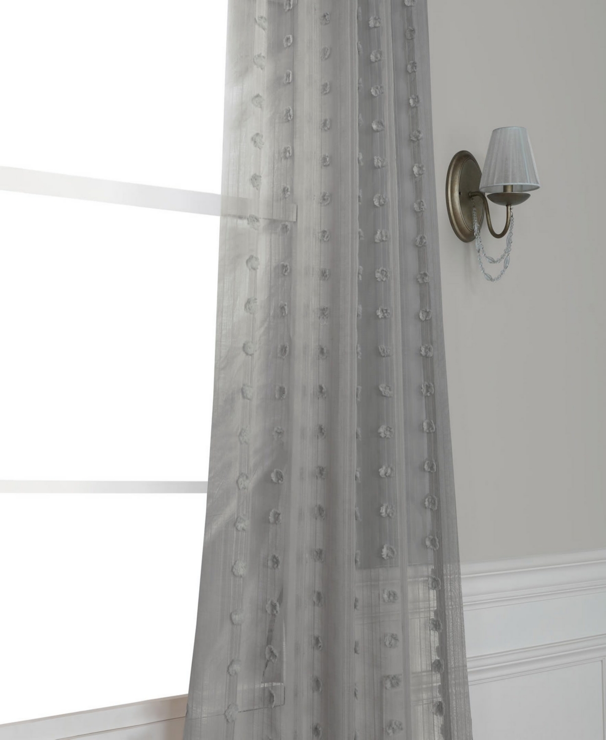 Half Price Drapes Geometric Patterned Faux Linen Sheer Curtain
