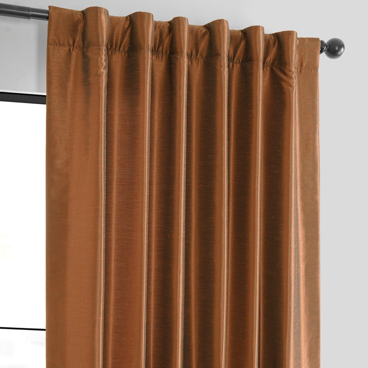 Half Price Drapes Copper Kettle Vintage Textured Faux Dupioni Silk Curtain