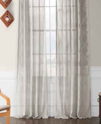 Calais Tile Geometric Patterned Faux Linen Sheer Curtain