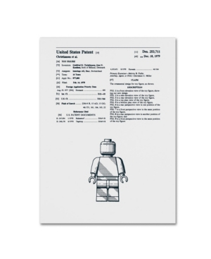 Trademark Global Claire Doherty 'lego Man Patent 1979 White' Canvas Art In Multi