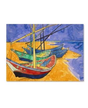 Trademark Global Vincent Van Gogh 'fishing Boats On The Beach' Canvas Art In Multi