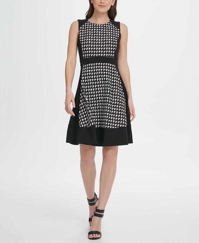 DKNY Printed Fit & Flare Dress, Created for Macy's & Reviews - Dresses ...